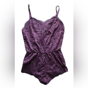 Victoria's Secret Deep Purple Lace Romper Sleepwear Size Small